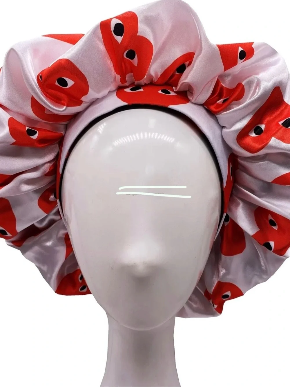 High quality silky satin custom adults Heart Pattern Satin Bonnet